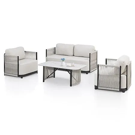 Juskys Premium Outdoor Lounge Curacao - Gartenmöbel Set modern, wasserabweisendes Olefin, wetterfest