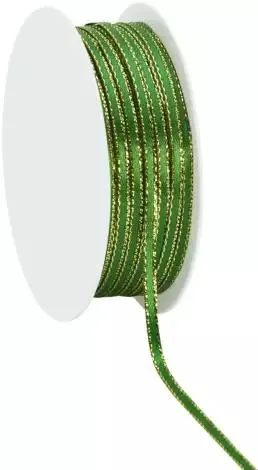Satinband, grün-gold, 3 mm, 20 m
