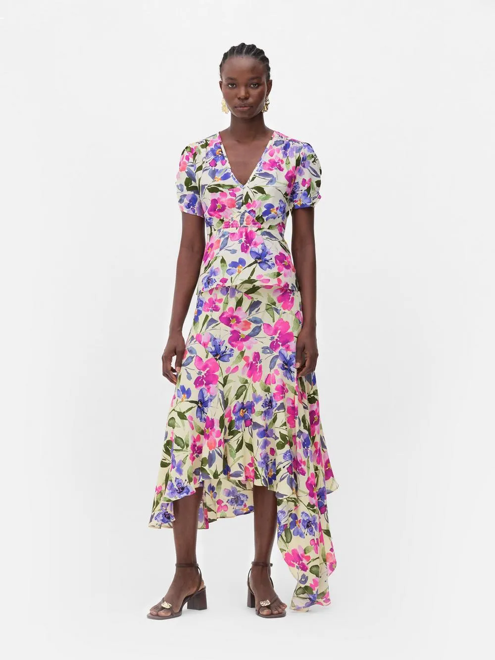 Asymmetrischer Midirock mit Print