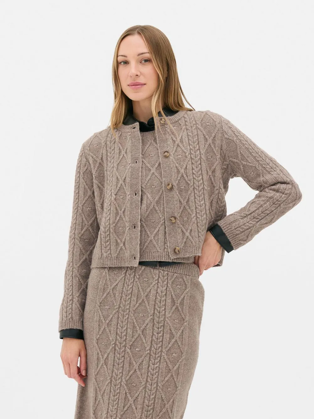 „Rita Ora“ Strickcardigan mit Zopfmuster
