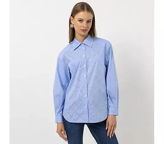 STEFFEN SCHRAUT Longbluse Hemdkragen Strassdetails Oversize - leger weit