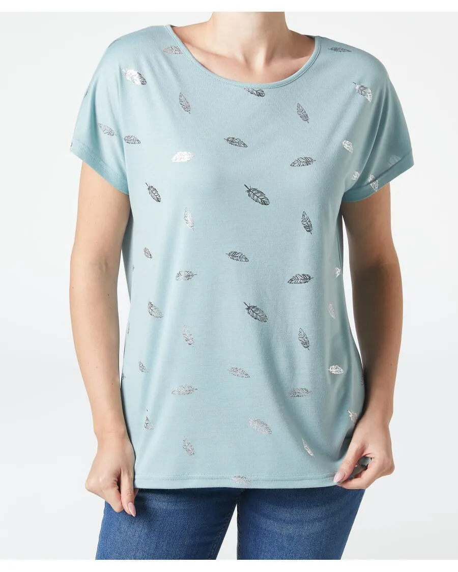 T-Shirt mit Federn Janina, Rundhalsausschnitt