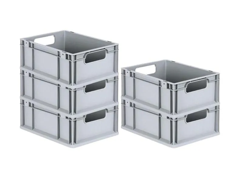 PROREGAL 5x Eurobox NextGen Economy | Griffe offen | HxBxT 17x30x40cm | 16 Liter | Eurobehälter, Transportbox, Transportbehälter