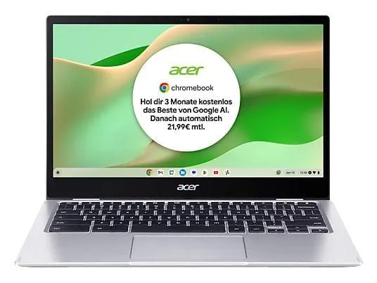 ACER Chromebook Spin 513 (CP513-1H-S6H0) mit Tastaturbeleuchtung, Laptop - 13,3 Zoll - Qualcomm Snapdragon 700 Series 7180c - 4 GB - 64 GB - Qualcomm Adreno™ Onboard Graphics - Google ChromeOS