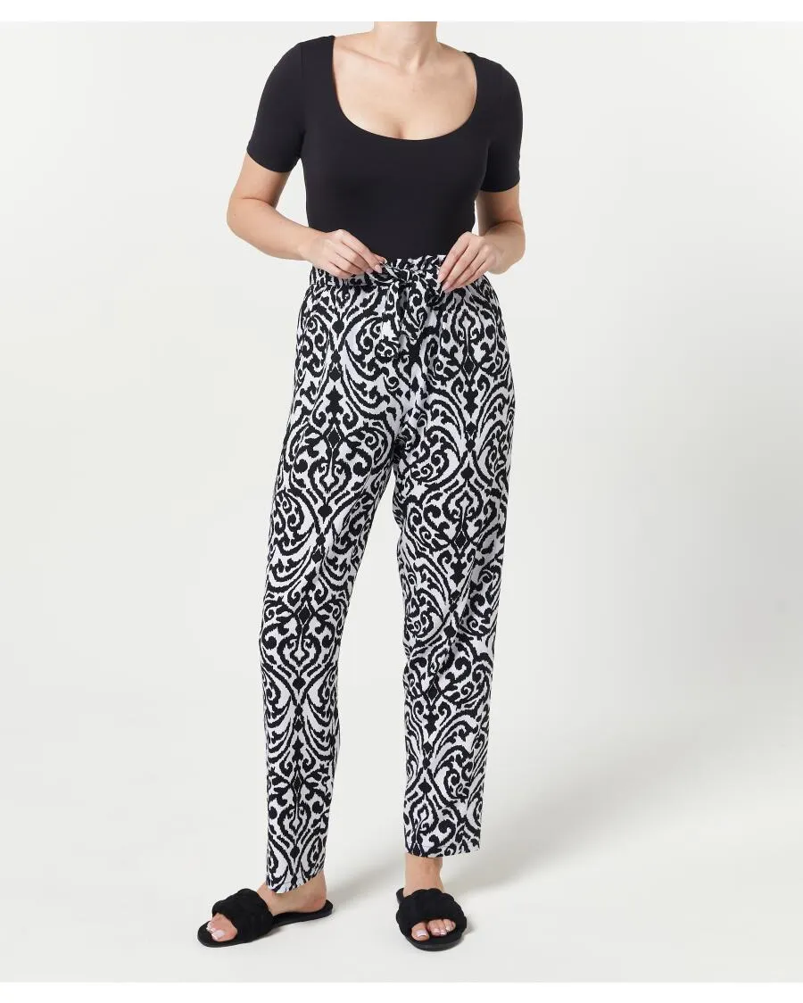 Viskosehose mit Bindegürtel Janina, elastischer Bund