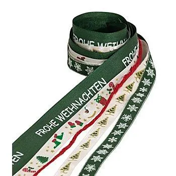 Bänderpaket "Weihnachten", grün-rot, 2–25 mm, 4x 2 m, 1x 3 m