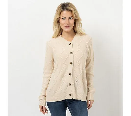 Wählen Sie Ihre Variante: CASHMASOFT Cardigan Rundhalsausschnitt Cashmeregriff Zopfmuster