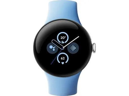 GOOGLE Pixel Watch 2 (LTE) Smartwatch Aluminium Fluorelastomer, 130–175 mm, 165–210 mm, Polished Silver/ Bay
