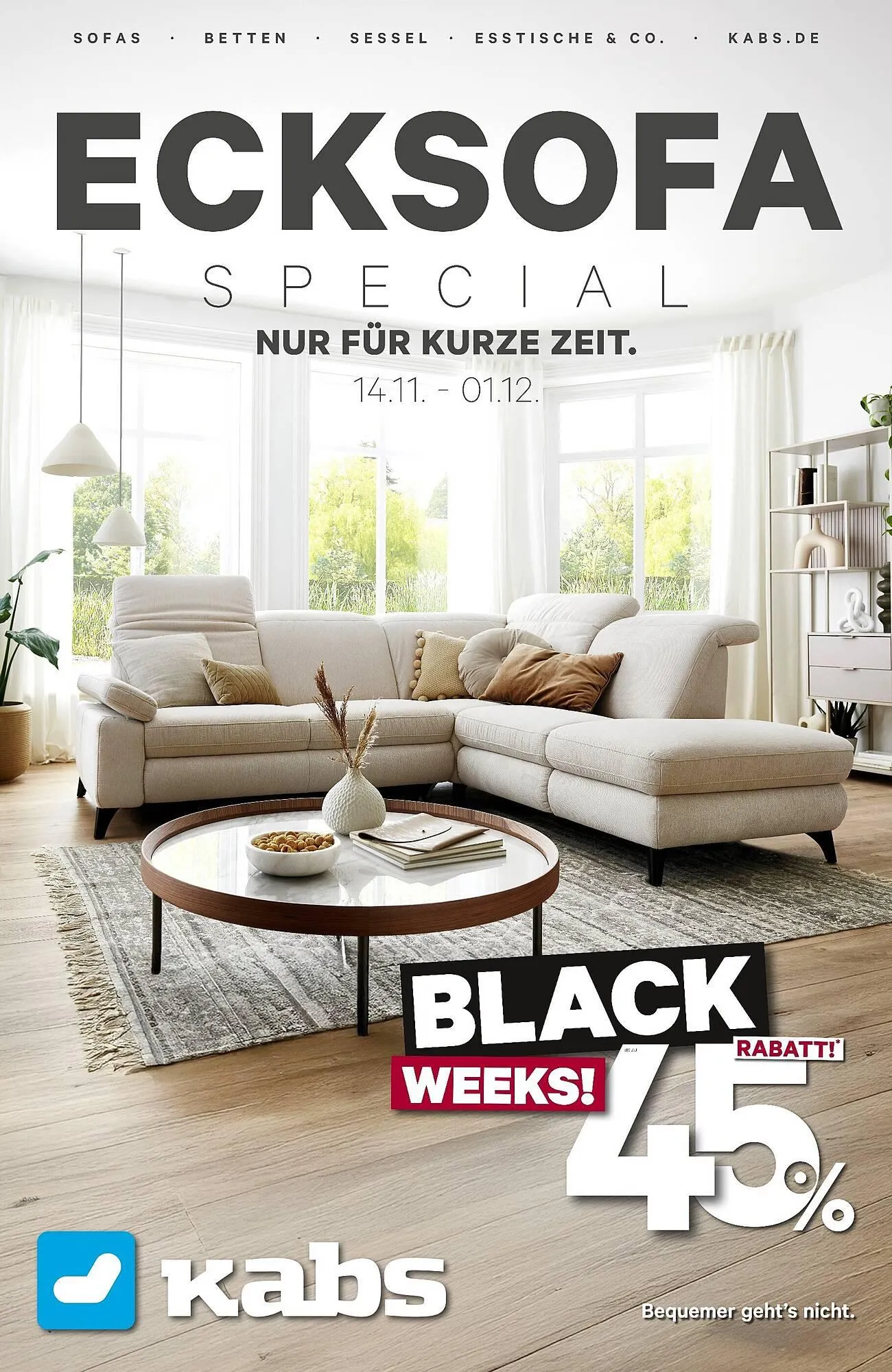 Kabs Polsterwelt Prospekt von 14. November bis 1. Dezember 2025 - Prospekt seite 1