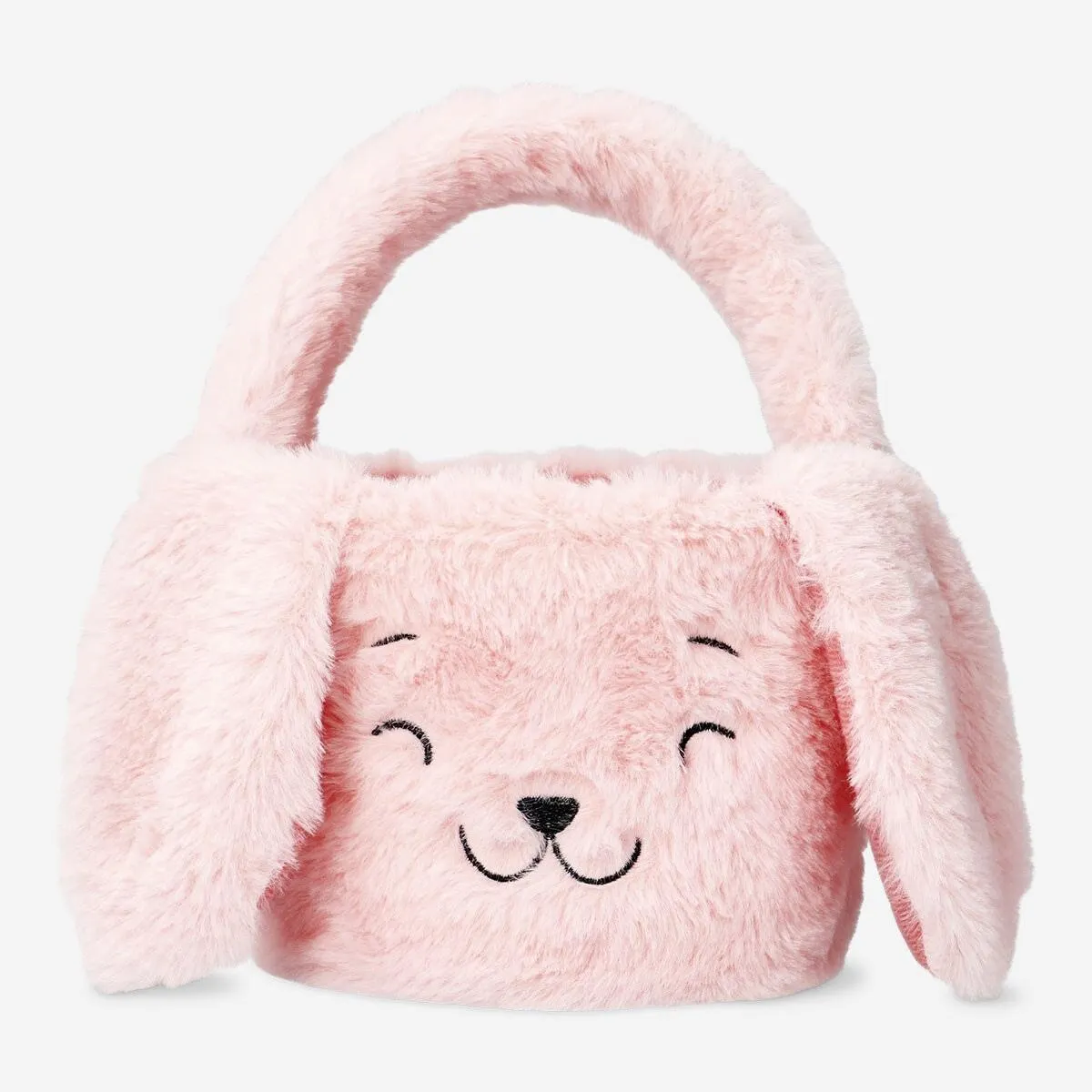 Plush pink bunny basket