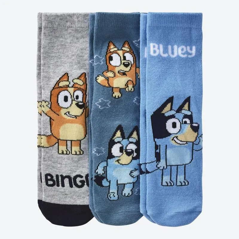 Kinder-Socken mit Bluey-Motiv, 3er-Pack