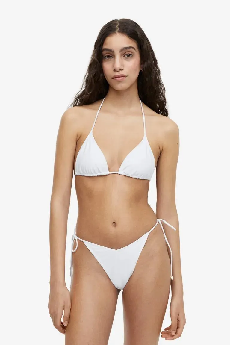Weisse Bikinihose Mit Seitenbändern