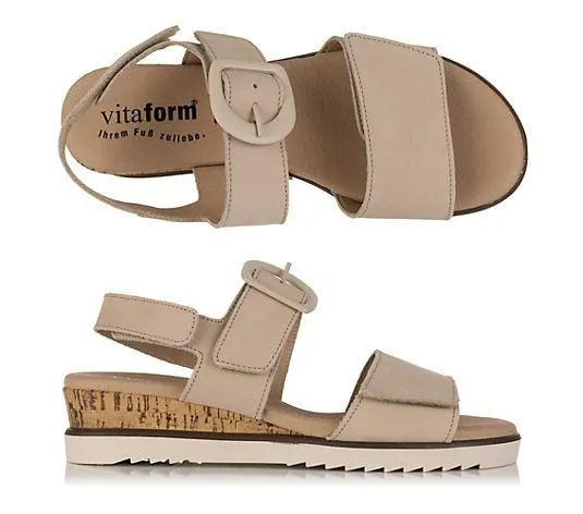 VITAFORM Damen-Sandalette Softnubuk Klettverschlüsse Sohle Chloe