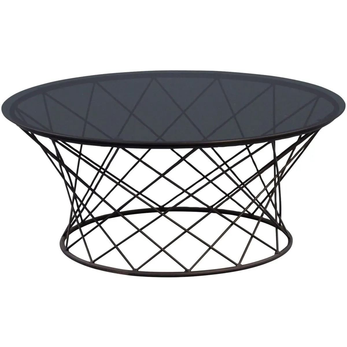 Couchtisch rund KATHI 80 cm in Metall Grau/Schwarz