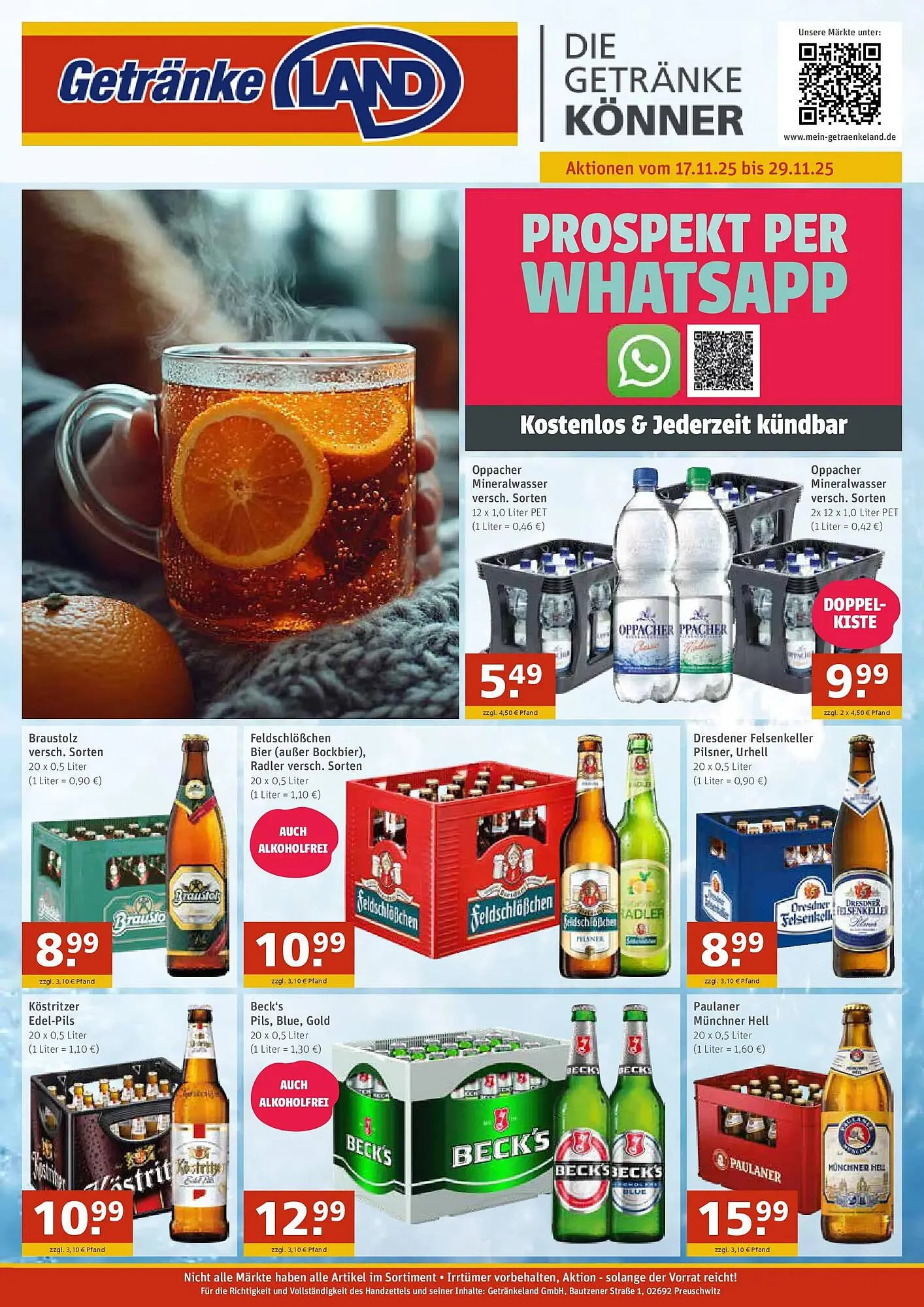 Getränkeland Prospekt von 16. November bis 29. November 2025 - Prospekt seite 1