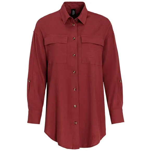 Damen Leinen-Bluse unifarben