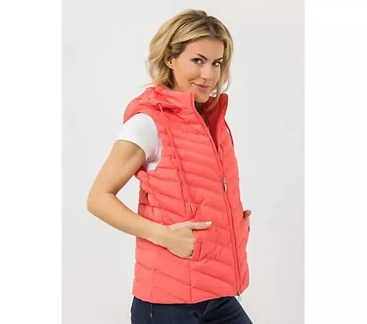 VIA MILANO Weste 2-Wege-Zipper abnehmbare Kapuze 2 Eingrifftaschen