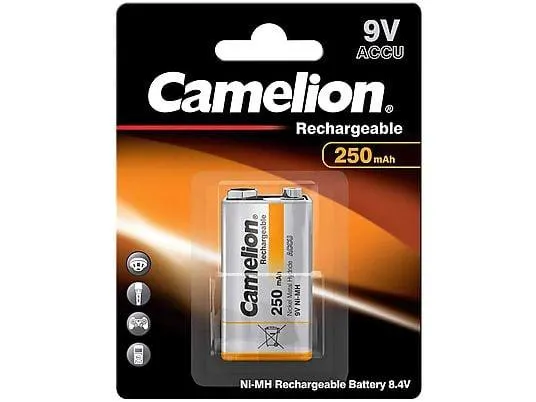CAMELION 9V NiMH Akku 8,4 Volt mit 250mAh Kapazität NiMH - Nickel-Metallhydrid Akku, Nickel-Metallhydrid, 9 Volt, 250 mAh