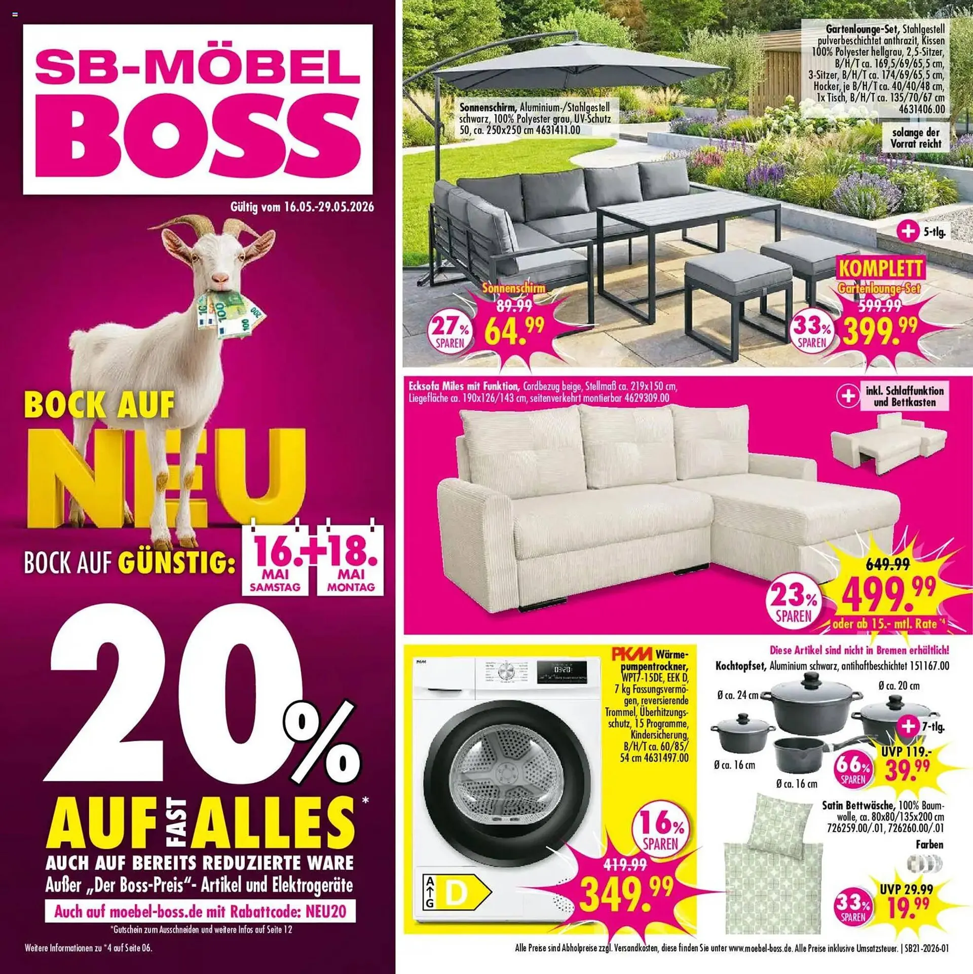 Möbel Boss Prospekt von 16. Mai bis 29. Mai 2026 - Prospekt seite 1