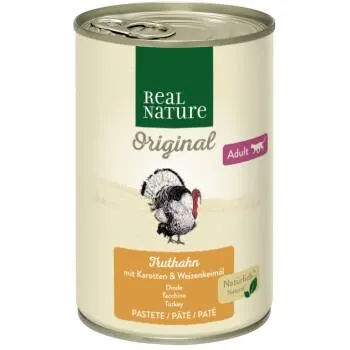 REAL NATURE Original Nassfutter Katze, Adult, Truthahn, Karotten und Weizenkeimöl 6x400 g