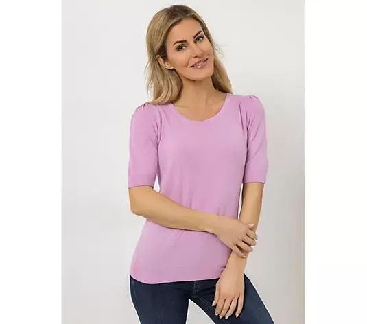 ANNI FOR FRIENDS Pullover langer 1/2-Arm Rundhalsausschnitt Herz-Stickerei