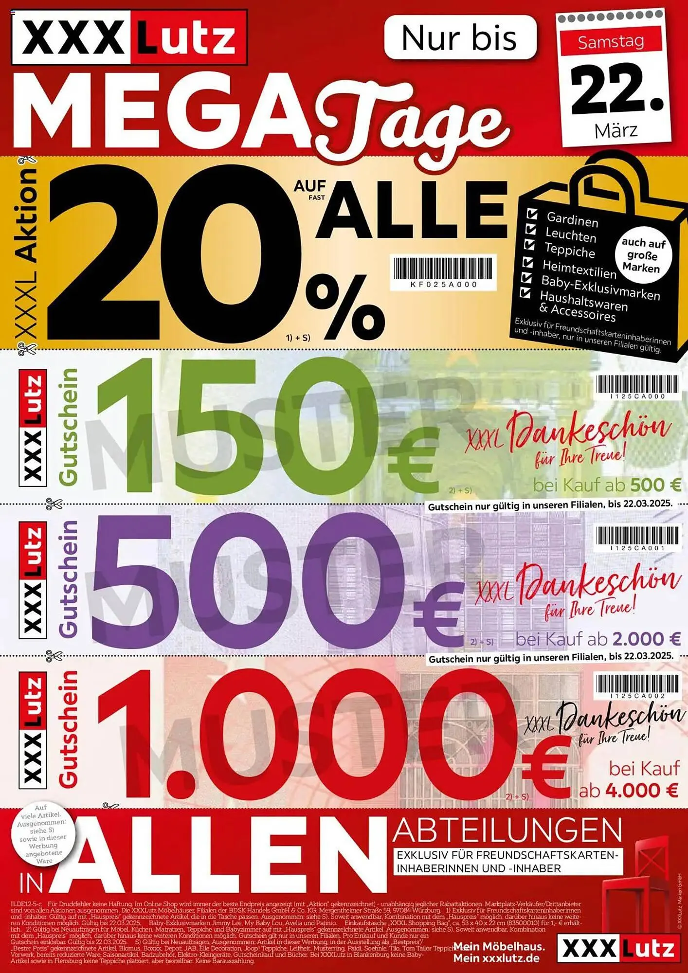 XXXLutz Prospekt von 20. März bis 22. März 2025 - Prospekt seite 1