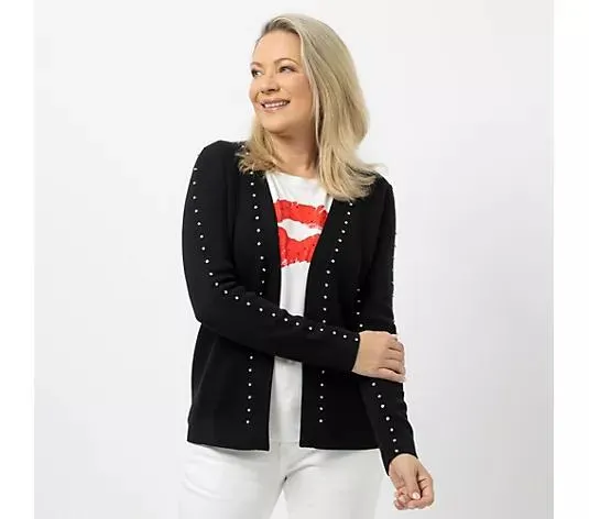 Wählen Sie Ihre Variante: KILIAN KERNER SENSES Cardigan, Langarm Strasssteine offene Front figurumspielend