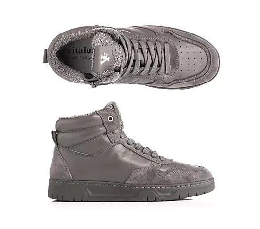 VITAFORM Damen-Hightopsneaker Verlours-/Nappaleder Teddyfell Marla Sohle