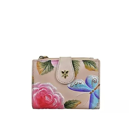 ANUSCHKA® Geldbörse echt Leder geprägt handbemalt