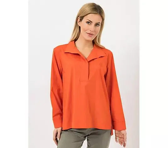 AMINATI® Bluse, 1/1-Arm Zierkragen Seitenschlitze Längenunterschied