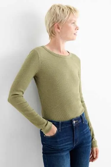 Basic long sleeve top - ribbed
