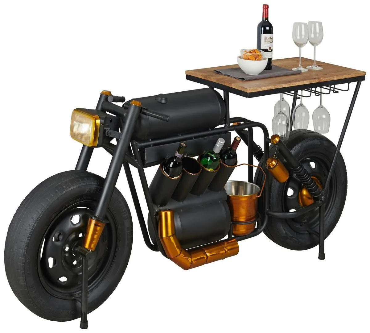 Mangoholz vollmassiv Schwarz, Goldfarben