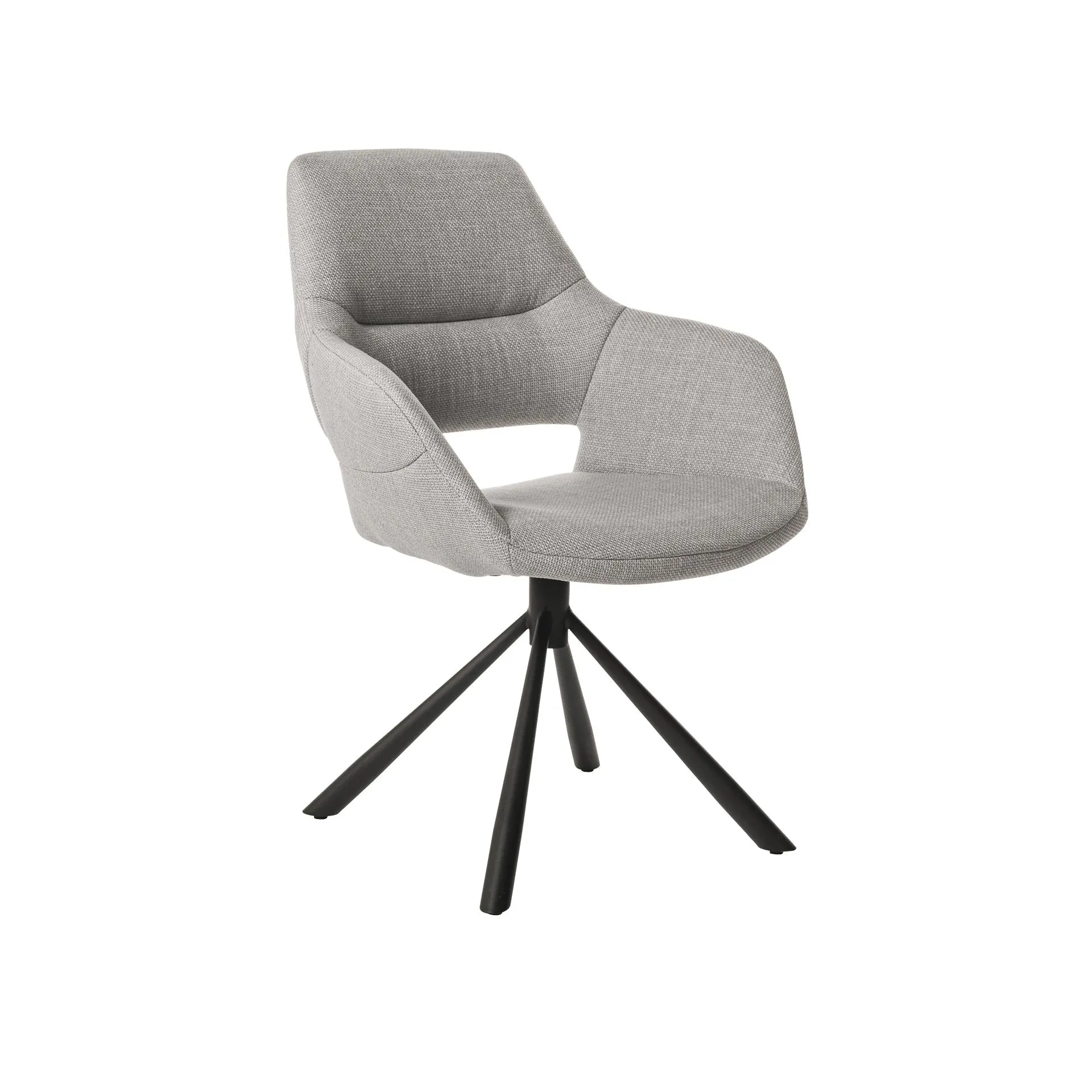 Armlehnstuhl Begonia Bezug Hellgrau Gestell Schwarz