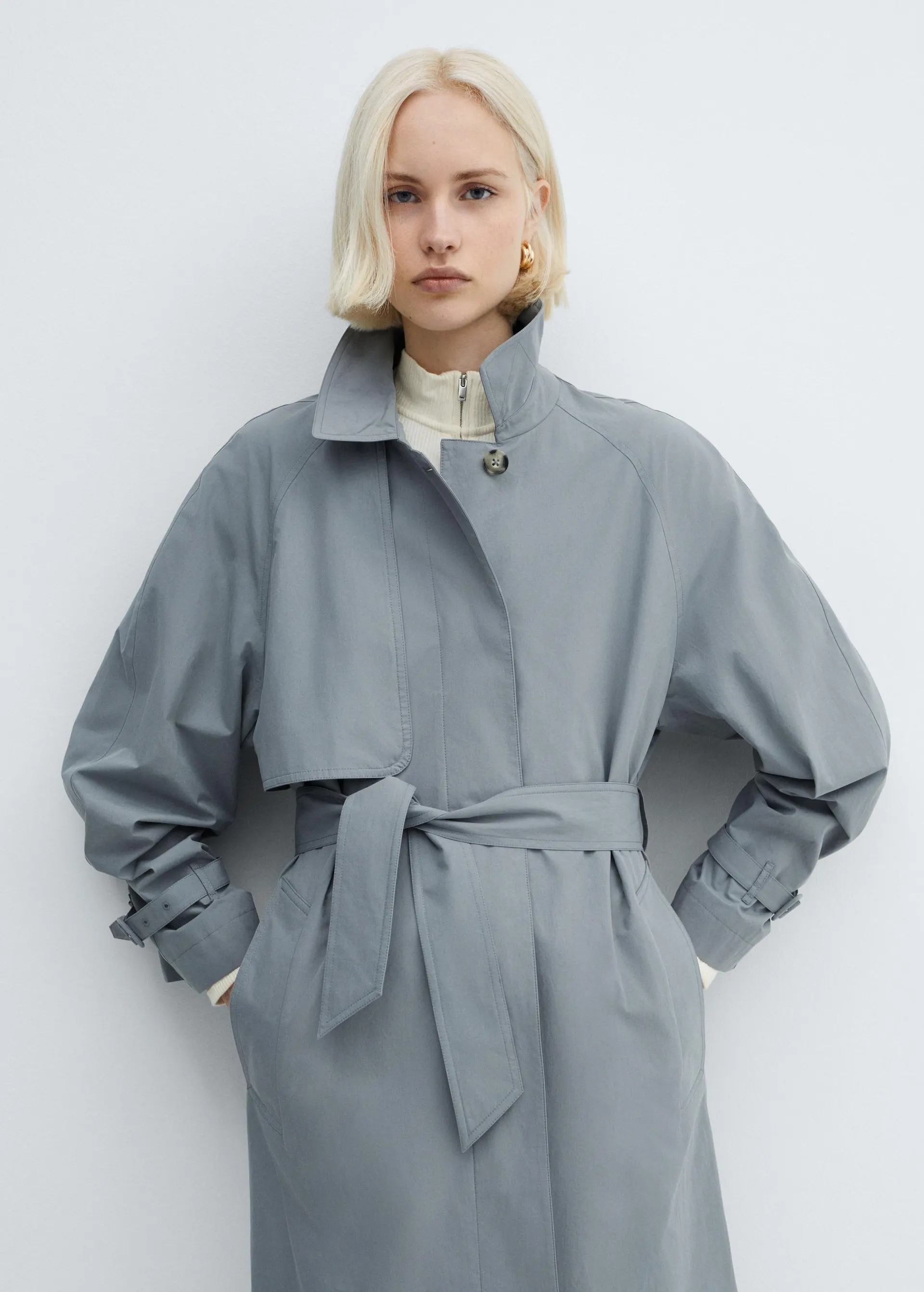 Cotton trench coat with belt