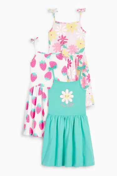 Multipack of 3 - flower and strawberries - dress