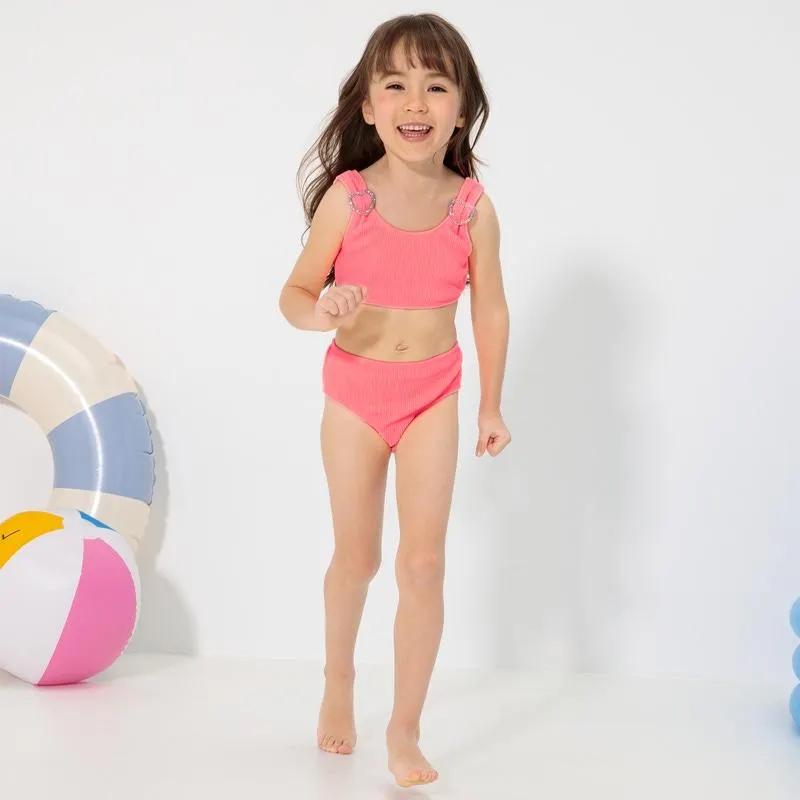 Mädchen-Bikini-Set mit Herz-Ringen, 2-teilig