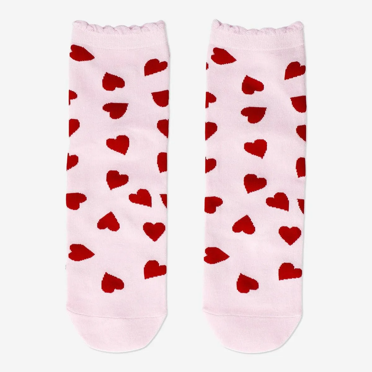 Pink socks with red hearts - 36/38