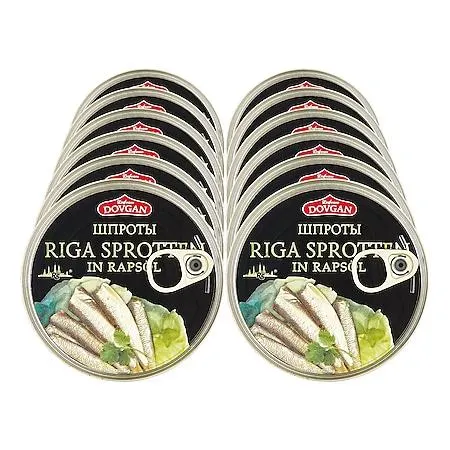 Dovgan Riga Sprotten in Rapsöl 160 g, 12er Pack