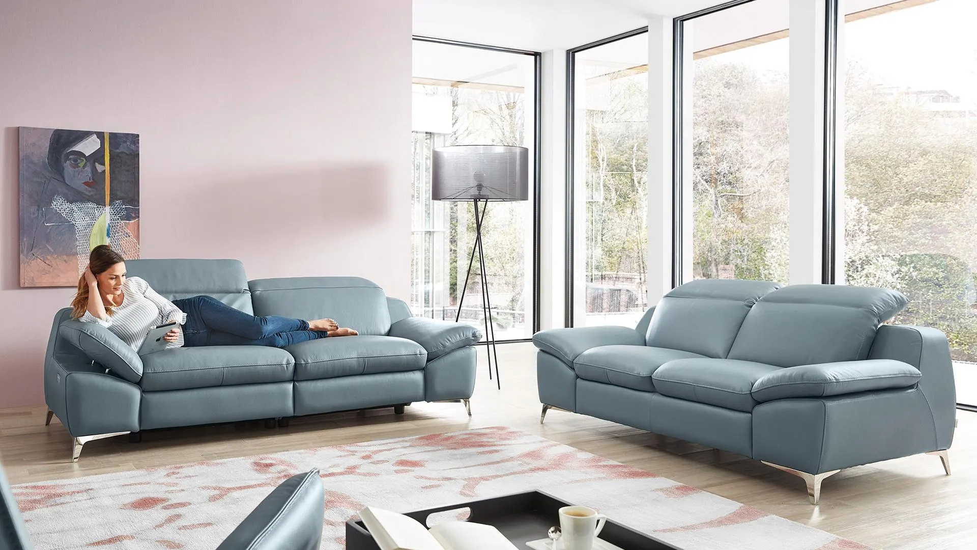 Leder Garnitur Palermo mit motorischer Relaxfunktion