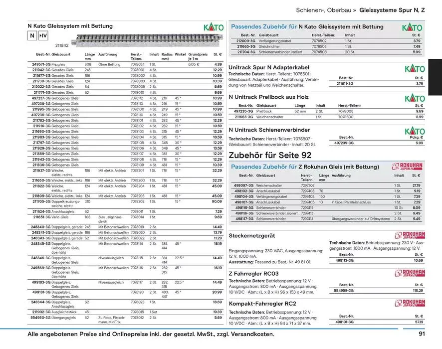 Modellbahn Katalog von 29. Oktober bis 31. Dezember 2025 - Prospekt seite 93