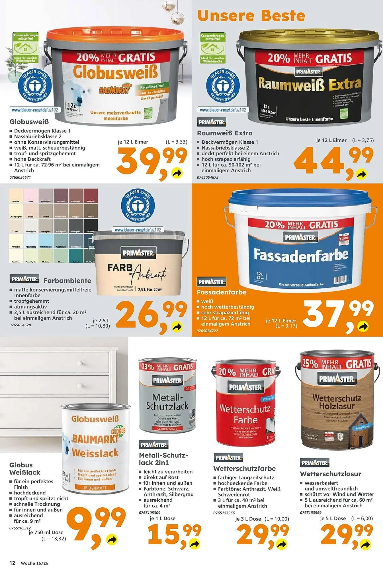 Globus Baumarkt Prospekt von 12. April bis 18. April 2026 - Prospekt seite 12