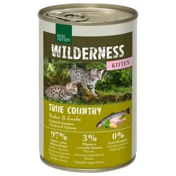 REAL NATURE WILDERNESS Kitten True Country, Huhn und Lachs 6x400 g