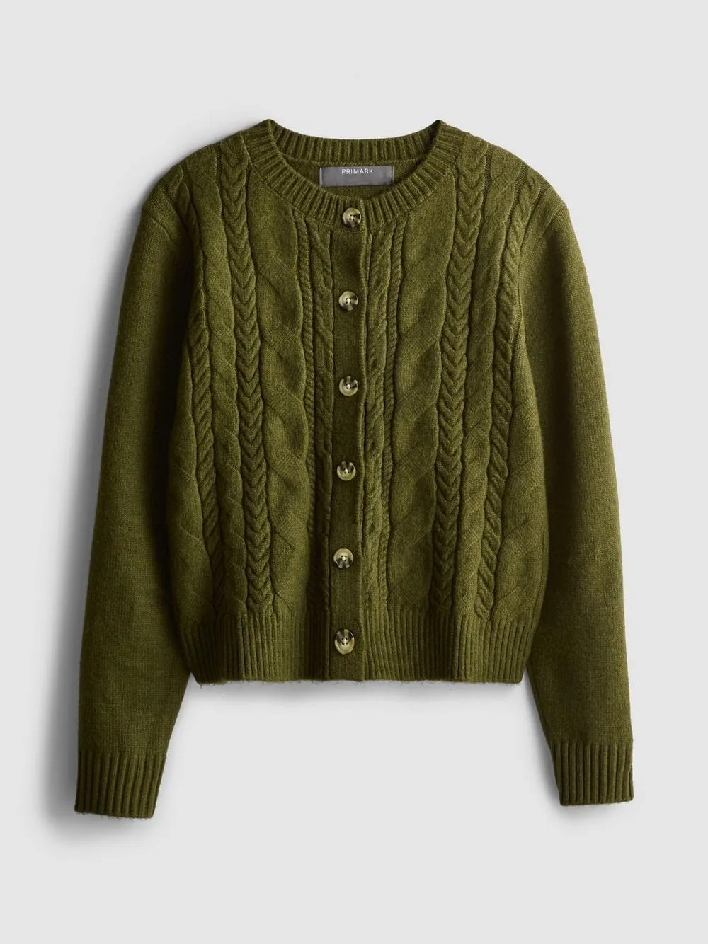 Cardigan mit Zopfmuster und Rundhalsausschnitt