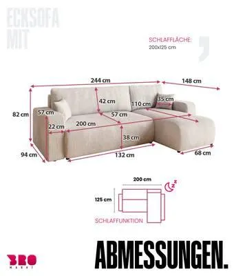 Ecksofa mit Schlaffunktion PUMI
