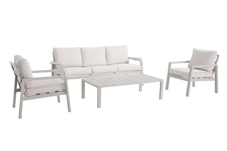 Tarrington House Outdoor Lounge Picton 4-tlg., Stahl, 2 Einzelsesseln, 1 3-Sitzer Sofa, 1 Couchtisch, champagner