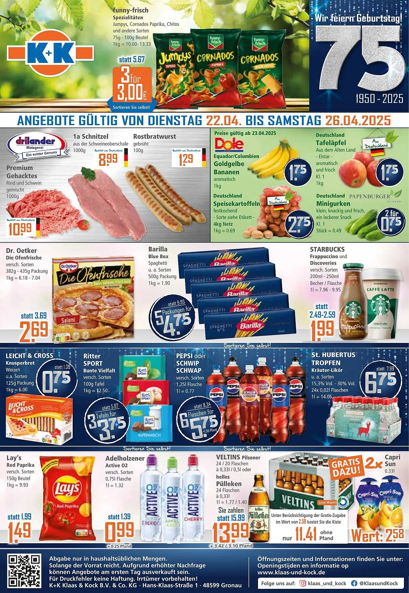 Klaas und Kock Prospekt von 21. April bis 26. April 2025 - Prospekt seite 1