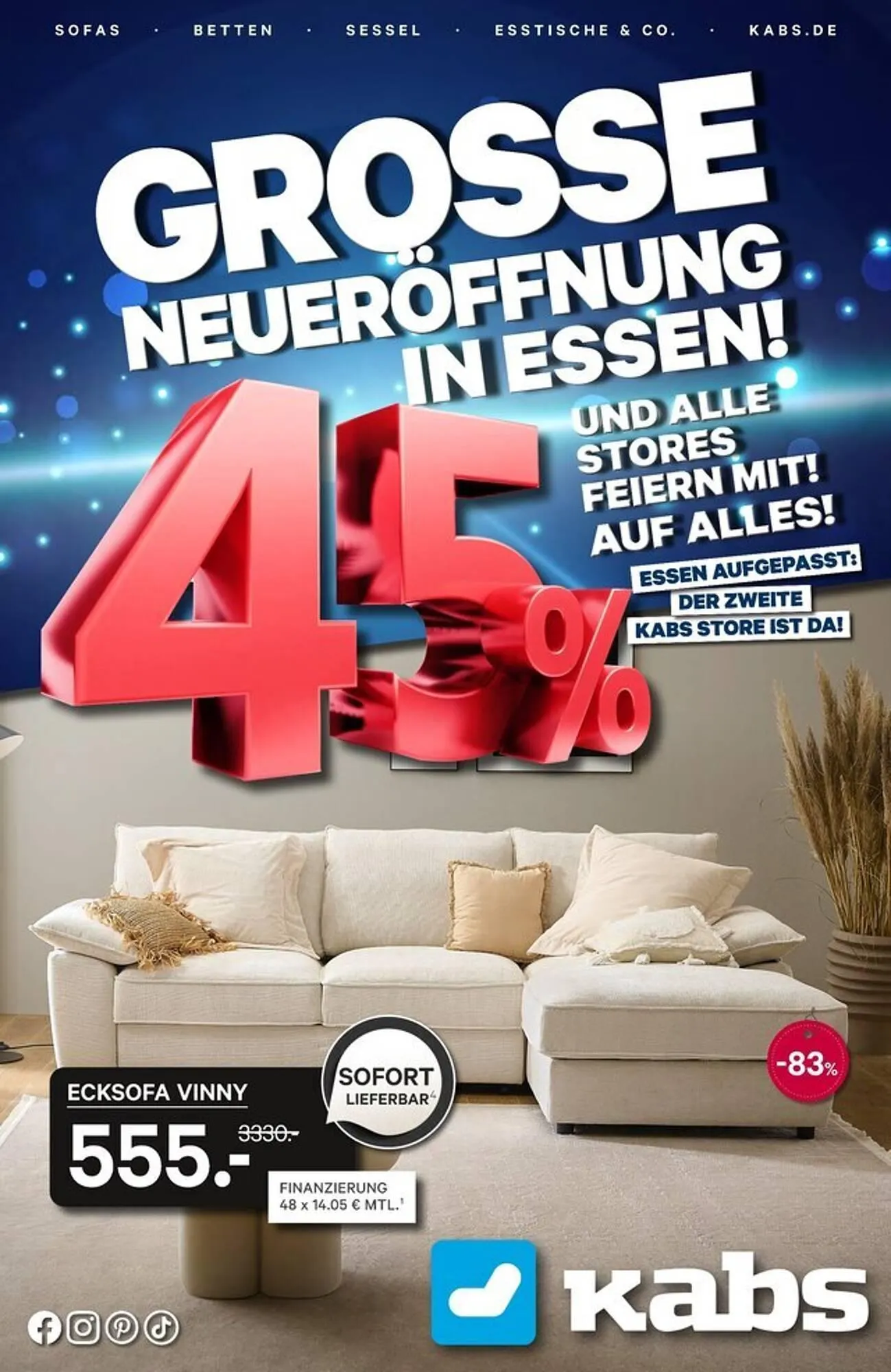 Kabs Polsterwelt Prospekt von 11. April bis 1. Mai 2025 - Prospekt seite 1