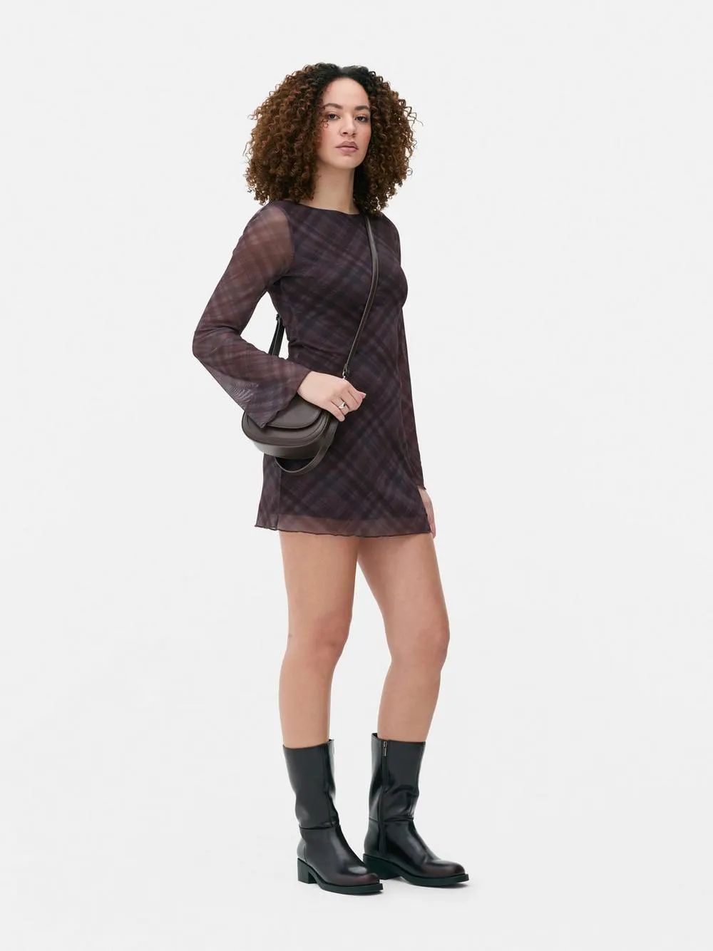Pattered Mesh Jersey Mini Dress