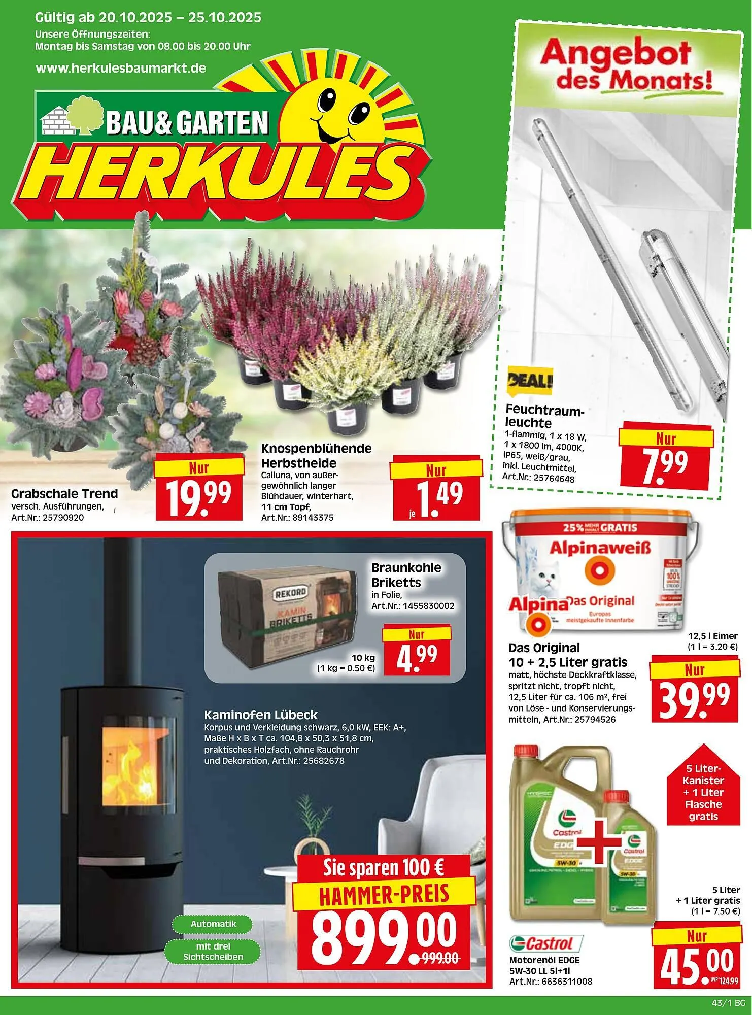 Herkules Baumarkt Prospekt von 20. Oktober bis 25. Oktober 2025 - Prospekt seite 1