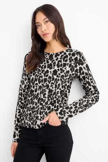 Long sleeve top - regular fit - leopard print